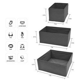 Telycummy 6 Pack Drawer Organizers for Clothing,Fabric Foldable Closet Organizers and Storage Dresser Drawer Dividers Storage Basket Bins for Clothes,Socks,Scarves,Ties,Underwear,Towels