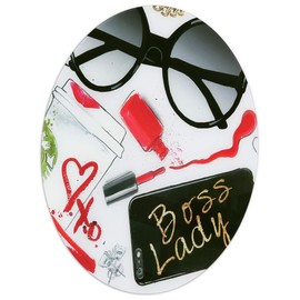 Empire Art Direct Boss Lady Art,Frameless Tempered Glass Round Fashion Wall Decor Ready to Hang,Living Room,Bedroom ＆ Office, 24 in. x 24 in. x 0.2