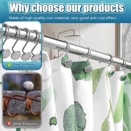 Taicols 12 Shower Curtain Hooks, Modern Decorative Shower Curtain Hangers, Circular Design Bathroom Curtain Hooks for use in bathrooms, bedrooms, Kitchens (Chrome Color)