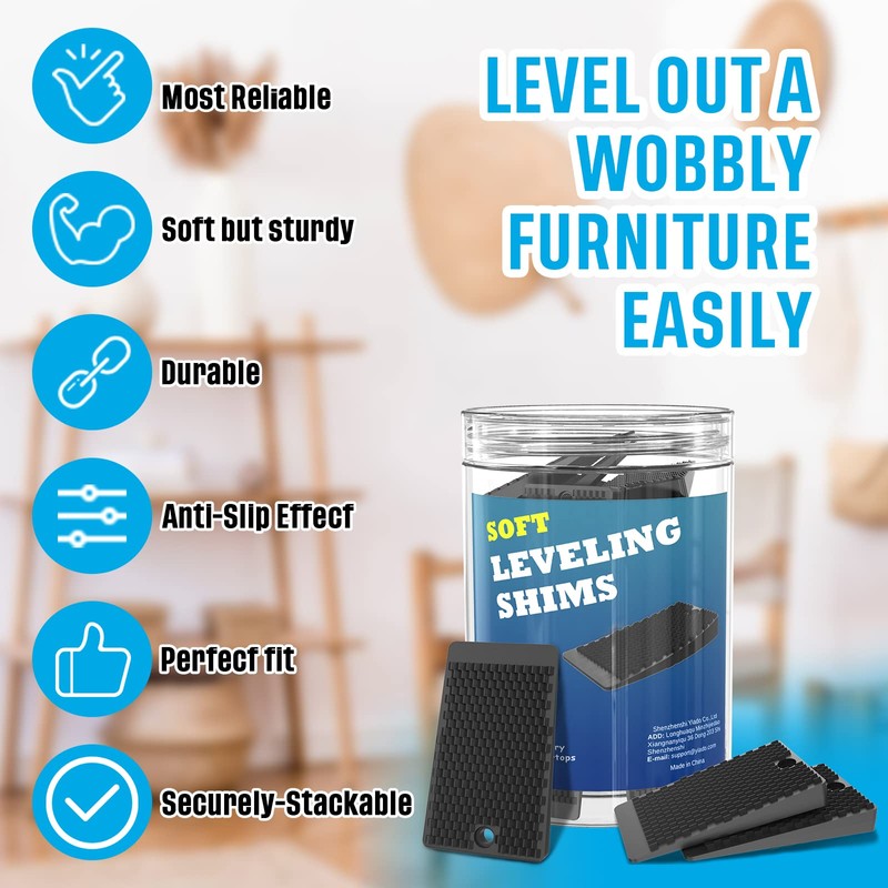 Furniture Levelers, 32 Piece Jar 2“, Rubber Shims for Leveling,