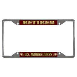 usmc marine corps retired military logo chrome license plate frame usa made