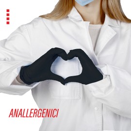 Nitrile Disposable Gloves Black - Pack of 100 Gloves - Available in Sizes S, M, L and XL - Latex Free Gloves - For Tatuators, Laboratories, Aziende - Powder Free and Allergy Free s