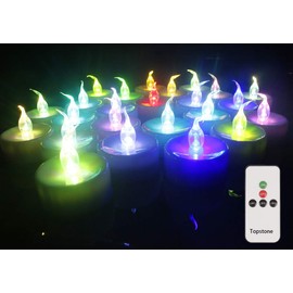 Topstone Color Changing Led Tealight Candles with Remote Control and Timer ,Battery Operated Flameless Candle , Votive Candles ,Electric Tea Candles for Party,Pack of 12