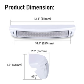 Teswelight RV 12.3 Inch LED Exterior Utility Light Fixture, 6000K Cool White Flood Beam LED Porch Awning Light, 12V Work Scene Lighting for Truck/Camper/Boat/Trailer, White Aluminum Housing, 1-Pack