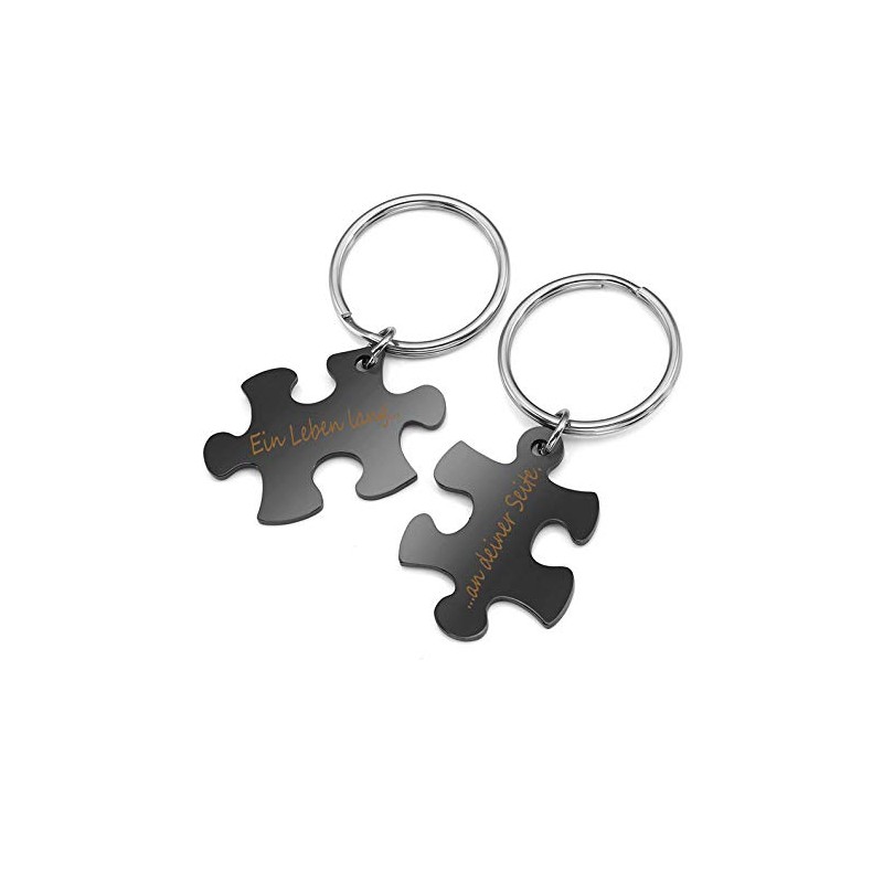 Puzzle Partner Keyring with Engraving of Your Desired Set of