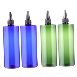 LALAFINA 4pcs Refillable Hair Dye Applicator Bottles Pointed Mouth Containers for Easy Application Lightweight and Washable for Hair Shampoo and Conditioner Random