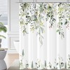 Sage Green Eucalyptus Leaves Shower Curtain, Green and Gold Leaves