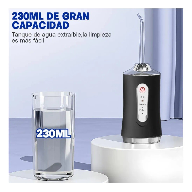 Irrigador Bucal Limpiador Dientes Portatil Boquillas Negro