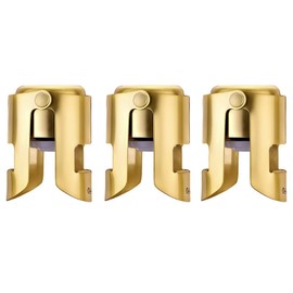 OWO Champagne Stopper with Stainless Steel, Decorative Champagne Saver Vacuum Plug with Food Grade Silicone, Reusable Bottle Sealer Keeps Champagne Fresh, Best Christmas Day Gift (3pack set)