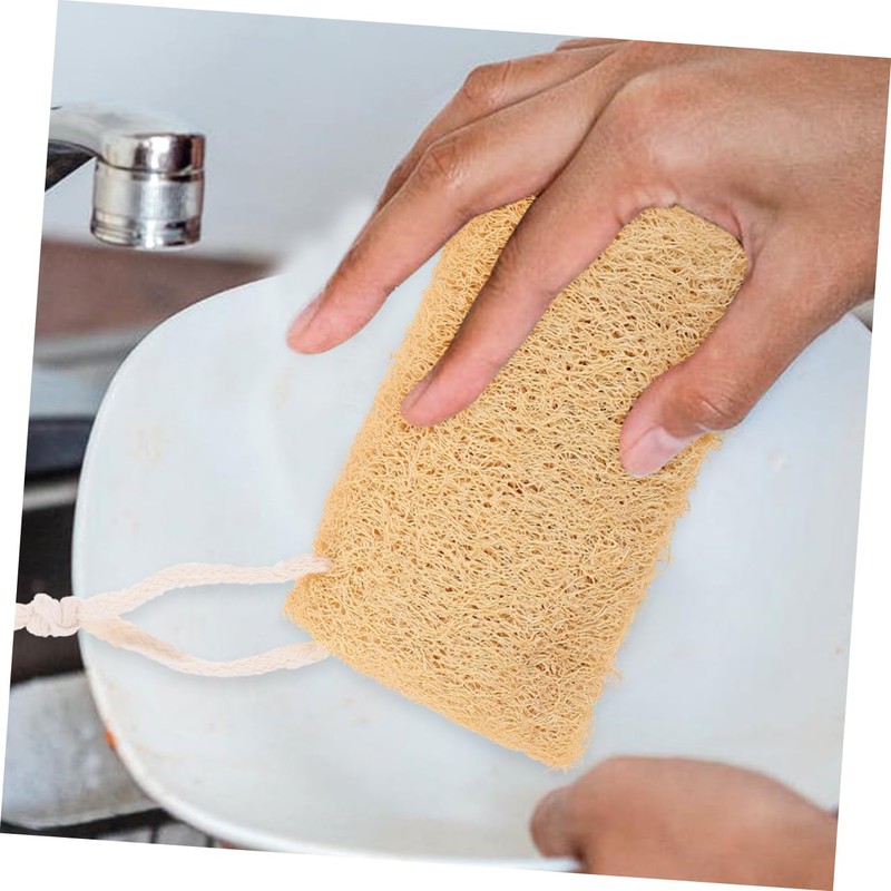 FRCOLOR 2pcs Natural Loofah Dishwashing Sponge Scrubber Multi Use Cleaning