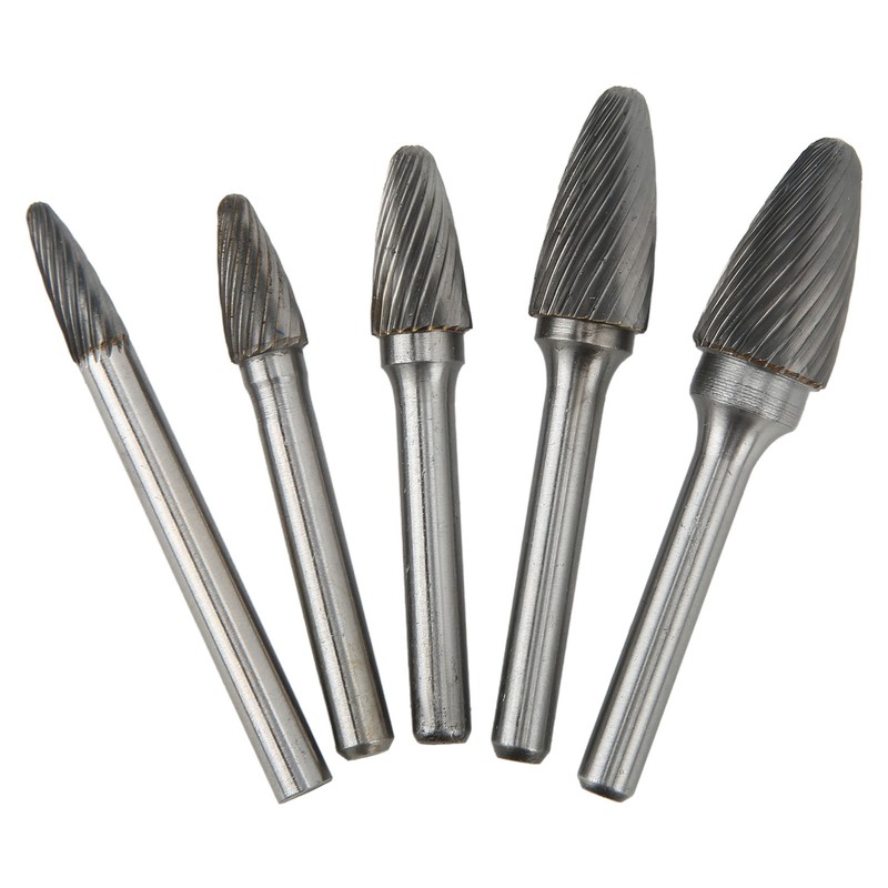 5pcs Carbide Burrs Single Cut Rotary File with 6mm/0.24in Shank