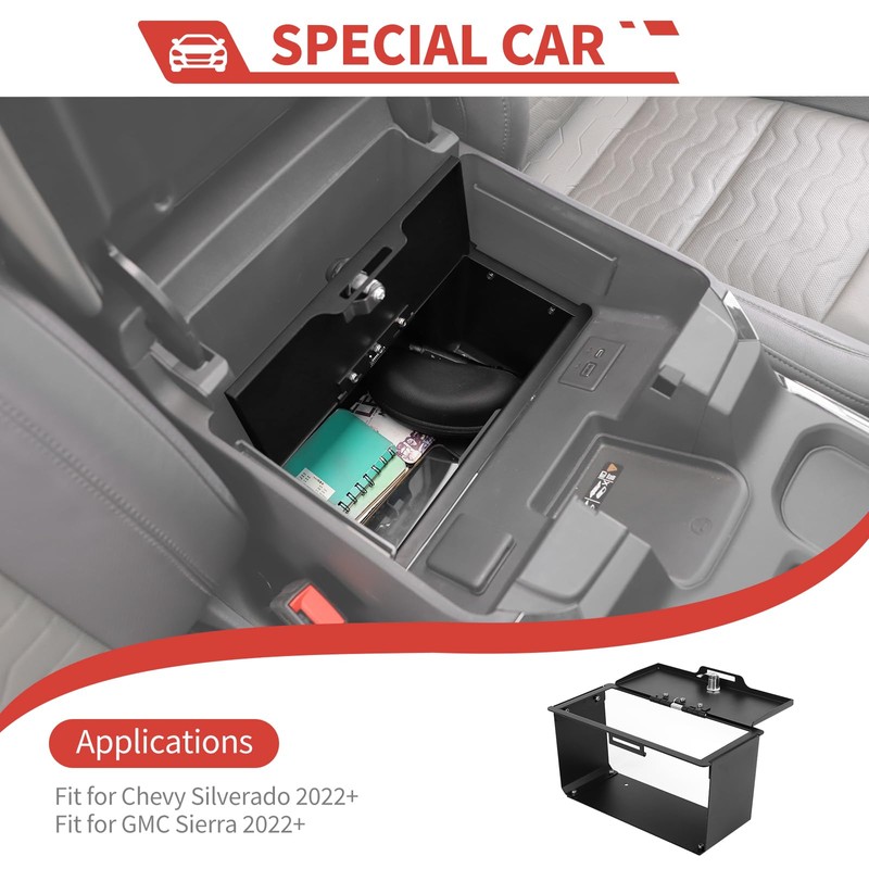 Center Console Armrest Storage Box fit for Chevy Silverado GMC