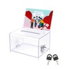 Uniclife Acrylic Donation Box with Lock and Sign Holder Clear