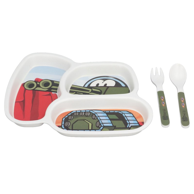 Children Tableware Set Cartoon Printed Unbreakable Divided Plate Toddler Eating