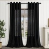 Black Linen Curtains 108 Inches Long 2 Panels for Living