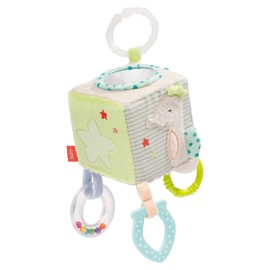 Fehn 054446 Activity Cube Sea Children – Hanging Toy for Babies and Toddlers from 0+ Months – Promotes Touch and Fine Motor Skills – Dimensions: 10 x 10 cm