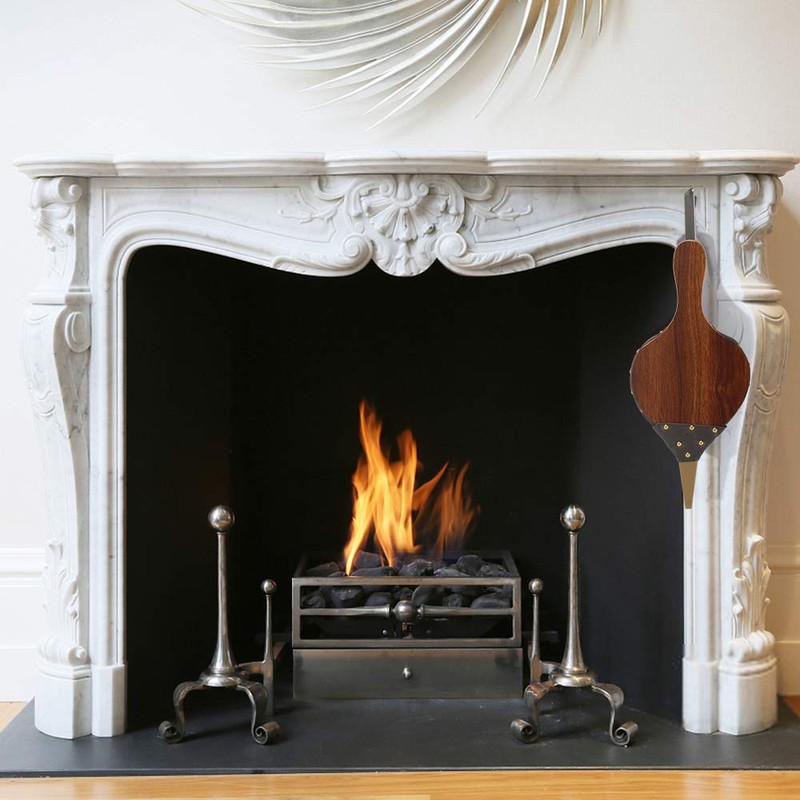 Kerykwan Fireplace Bellows 17"x7.5" Large Wood Air Blower Cast Nozzle