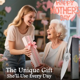 Birthday Day Gifts for Mom from Son Daughter - Best Mom Ever Engraved 8 inch Kitchen Knife - Mothers Day Kitchen Gadgets Chef Knife Gifts for Mom Mother In Law Step Mom Birthday Housewarming