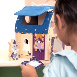 Lilliputiens - Wooden Discovery House with Optical Illusions - Educational Wooden Toy with Fascinating Visual Effects Promoting Motor Skills & Fantasy Clasps, Hooks, Latches...- From 3 Years