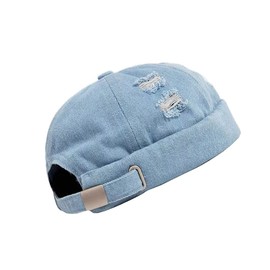 Brimless Docker Cap Retro Denim Worker Hat No Visor Miki Skull Docker Beanie Cap Adjustable Street Casual Lovers Beanie Hat
