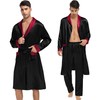 SWOMOG Men's 3 Pcs Robe Silk Satin Kimono Bathrobe with