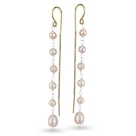 AeraVida Elegant Pink Cultured Freshwater Pearl Silver Dangle Earrings| Earrings for Women | Dangle Earrings | Casual Dangle Earrings | Gift for Daughter