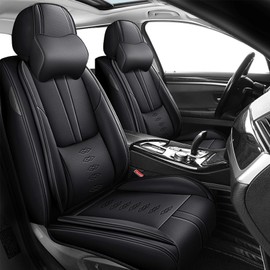 Leather Seat Covers for Honda Insight 2000-2022,Car Seat Covers Front Set,Waterproof Car Seat Protectors with Airbag,Comfort Interior Cover Seats for Cars(Black,Pillows)