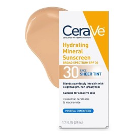 CeraVe Filtro Solar con Tinta SPF 30 50 ml | Protección Solar Resistente al Agua, Fórmula Suave y Ligera, Ideal para Piel Sensible, Controla Brillos y Proporciona Hidratación Todo el Día