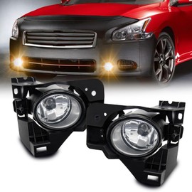 WEZEMLIGHT Fog Lights Assembly Replacement For 2009-2014 Nissan Maxima with H11 12V 55W Halogen Bulbs Included Switch And Wiring Kit(Clear Lens)