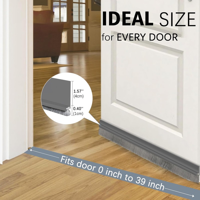 2 Pack Under Door Draft Stoppers with Brush, Door Soundproofing