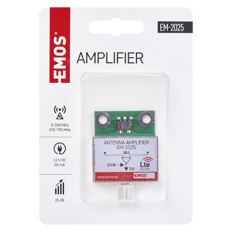 EMOS Broadband Amplifier 25 dB (Frequency Range 5-260 MHz, 470-790