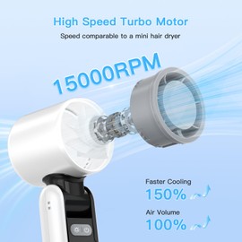 Misby Portable Handheld Fan, 14H Max Runtime Foldable Turbo Hand Fan, 100 Adjustable Speeds, Flashlight, 4000mAh Rechargeable Personal Mini Fan for Travel/Outdoor/Concerts/Lash, Gifts for Women, White