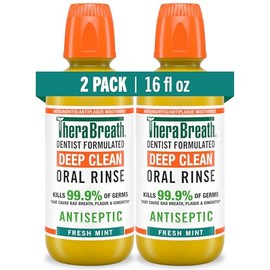 TheraBreath- “Enjuague Bucal de Limpieza Profunda, Antigingivitis, Antiséptico, Sabor a Menta Fresca, Formulado Dentista, Alcohol F