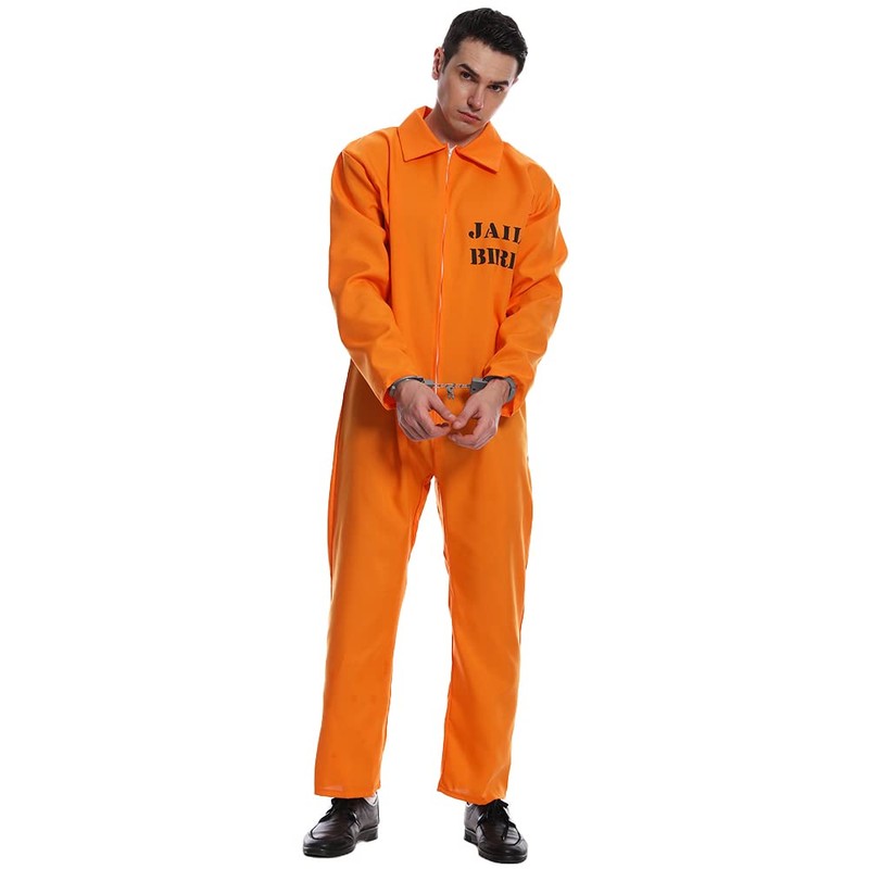 PGOND Adult Men's Prisoner Orange Jumpsuit Costume