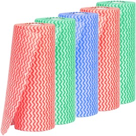 Frasheng 5 rolls of lazy cloth cleaning cloths, hygienic cleaning cloths, cleaning cloths, non-woven fabrics, kitchen towels, cleaning cloth, for living room, dining table, 50 pieces per roll, 3