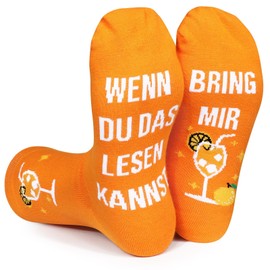 BOFUNX Funny Orange Socks - Wenn Du Das Lesen Kannst Bring Mir Orange Juice Socks for Birthday Christmas New Year Carnival Gift 38-46, orange