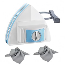 Magnetic Glass Cleaner Tools - Double Sided Windows Glass Cleaner Wiper for 5-25mm Single Double Glass with 2 Pc Grey Microfiber Cleaning Cloth 5-Files Adjustable Windshield Cleaner Tool for High-Rise