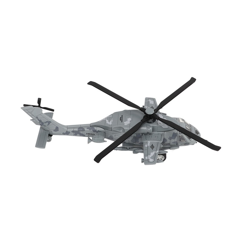 Diecast Metal Helicopter Model Sound Light Pullback Alloy Fighter Aircraft