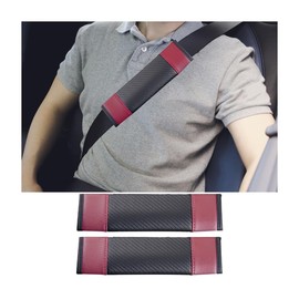 CGEAMDY Pack of 2 Car Seat Belt Pads, Removable Seat Belt Shoulder Protector, Leather Seat Belt Shoulder Pads for Adults (Burgundy)