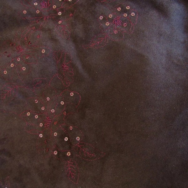 Unbranded Dark Chocolate Brown Microsuede Fabric With Sequins