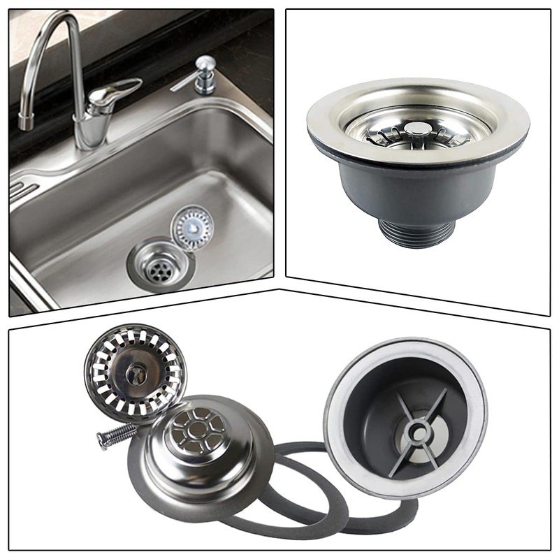Kitchen Sink Drain Strainer Assembly Stainless Steel Sink Basket Strainer