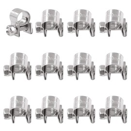 Swpeet 12Pcs 7MM-9MM 304 Stainless Steel Mini Fuel Injection Line Style Hose Clamp Assortment Kit Perfect for Automotive, Agriculture, Plant & Construction