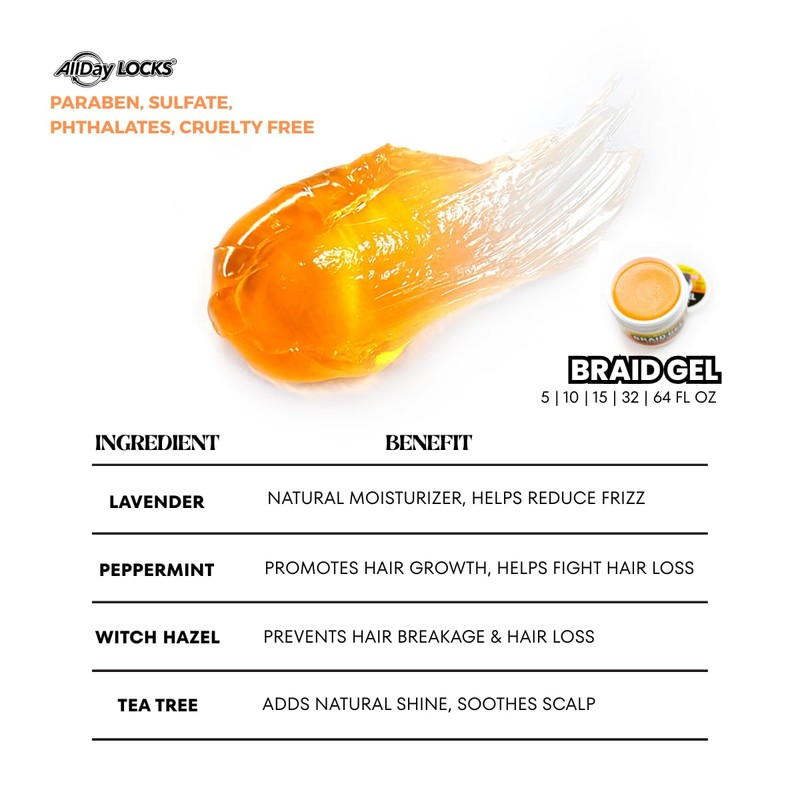 AllDay Locks Braid Gel (5 oz) | Extreme Hold, High