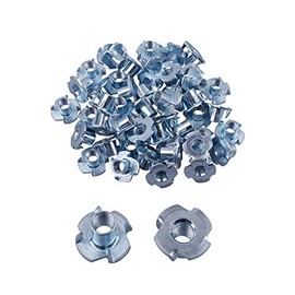 Eowpower 50 Pieces 4 Pronged Zinc Plated Tee T-Nut 5/16"-18 x 7/16 inch