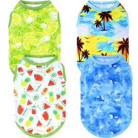 XPUDAC 4 Pack Dog Shirts Cooling Quick Dry Summer Dog Clothes for Small Dogs Boy Girl Lightweight Breathable Dog Cooling Vest -Medium