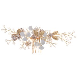 FRCOLOR Peineta De Boda Con Hojas Doradas Y Flores Para Novia Tocado Ligero Elegante Accesorio Para El Cabello En Bodas Y Fiestas
