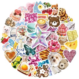 50 pcs Water Bottle Stickers, 1.18x2.36 Inch Lovely Pink Girl Stickers, Cartoon Stickers Aesthetic Laptop Stickers Cute Vinyl Waterproof Stickers, for Laptop Water Bottle Room Phone Decor (Pink)