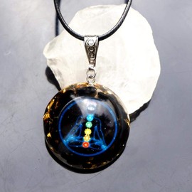 RMYSUM Handmade Obsidian Orgonite Pendant, Obsidian Natural Crystal Energy Chakra EMF Protection Reiki Healing Orgone for Women and Men, Obsidian