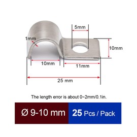 MgcTolBox Steel Pipe Strap Ø 10 mm, Mater Cable Holder Clips, Little Pipe Brackets for EMT Conduits or Cable Management | Pack of 25