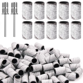 Pack of 100 Bits Sanding Sleeves, Nails, Professional Sanding Belts 240# Grit for Nail Drill, Sander, Sander, Rollers, Nail File for Manicure and Pedicure (Bianco)